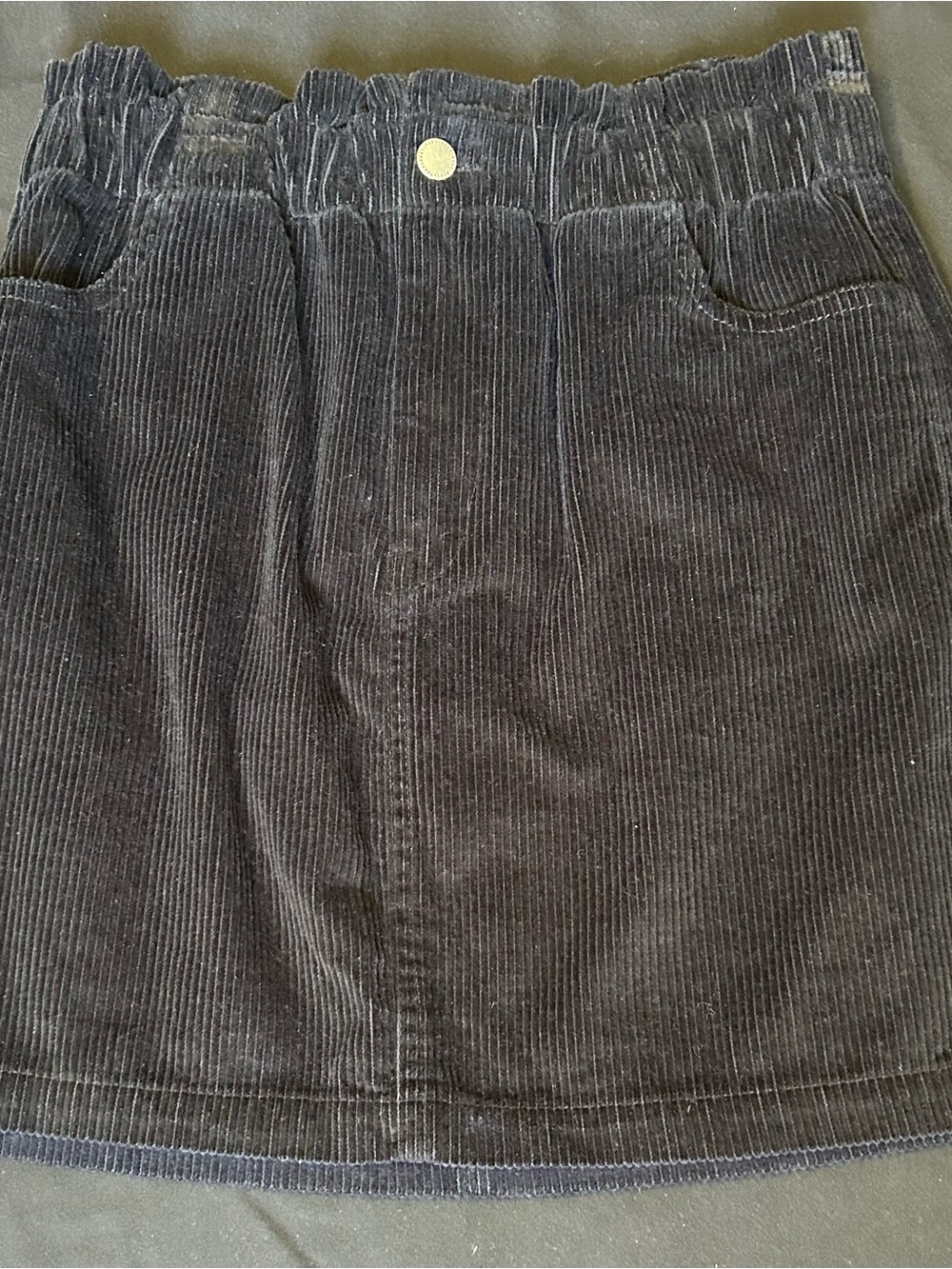 BNWT Roxy Black Silent Days Corduroy Mini Skirt Size M Pockets on Front and Back